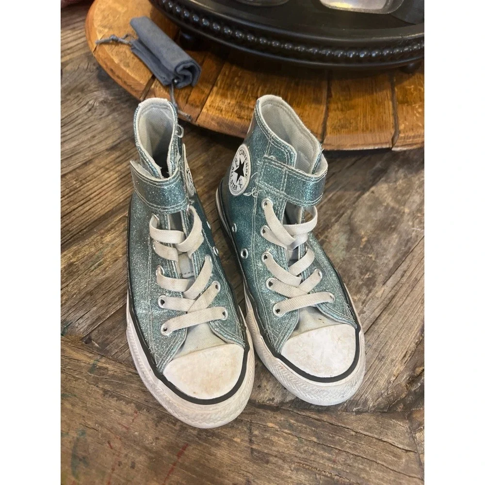Converse Kids'‎ Chuck Taylor All Star 1V Glitter High Top Sneakers girls 12.5
